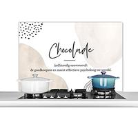 Credence Proverbes - Chocolat - Citations - Dictionnaire - Définition du chocolat Fond de hotte 100x65 cm Credence aluminium Plaque inox de cuisine