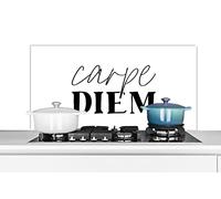 Credence Proverbes - Citations - Carpe diem - Saisir la journée Fond de hotte 100x50 cm Credence aluminium Plaque inox de cuisine