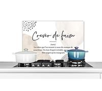 Credence Proverbes - Citations - Crever de faim - Dictionnaire - Définition de la famine Fond de hotte 60x40 cm Credence aluminium Plaque inox de cuisine