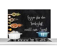 Credence Proverbes - Citations - Essen für den Treibstoff, nicht zum Spaß - Herbes - Alimentation Fond de hotte 100x65 cm Credence aluminium Plaque inox de cuisine