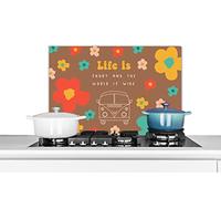 Credence Proverbes - Citations - La vie est courte et le monde est vaste - Bus Fond de hotte 70x50 cm Credence aluminium Plaque inox de cuisine