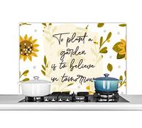 Credence Proverbes - Citations - Planter un jardin, c'est croire au lendemain. Fond de hotte 100x65 cm Credence aluminium Plaque inox de cuisine