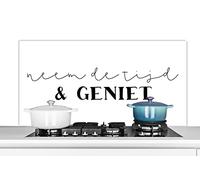Credence Proverbes - Citations - Prends ton temps et profite de la vie Fond de hotte 120x60 cm Credence aluminium Plaque inox de cuisine