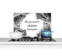 Credence Proverbes - Citations - Tout ce dont tu as besoin est un passeport - Amour Fond de hotte 60x40 cm Credence aluminium Plaque inox de cuisine