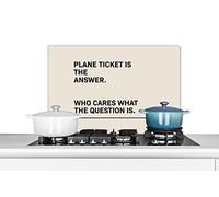 Credence Proverbes - Citations - Un billet d'avion, c'est la réponse - Peu importe la question ! Fond de hotte 60x40 cm Credence aluminium Plaque inox de cuisine