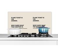 Credence Proverbes - Citations - Un billet d'avion est la réponse - Peu importe la question - Voyage Fond de hotte 100x50 cm Credence aluminium Plaque inox de cuisine