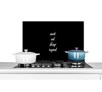 Credence Proverbes - Cook eat sleep repeat - Citations - Cuisine - Alimentation Fond de hotte 70x50 cm Credence aluminium Plaque inox de cuisine