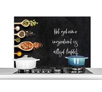 Credence Proverbes - Cuisine - L'ingrédient secret est toujours l'amour ! - Citations - Amour Fond de hotte 100x65 cm Credence aluminium Plaque inox de cuisine