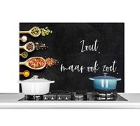 Credence Proverbes - Cuisine - Salé, mais aussi sucré - Citations - Épices Fond de hotte 100x65 cm Credence aluminium Plaque inox de cuisine
