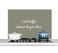 Credence Proverbes - D'abord le café, ensuite faire des trucs - Citations - Café Fond de hotte 100x65 cm Credence aluminium Plaque inox de cuisine