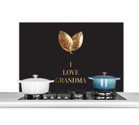 Credence Proverbes - J'aime ma grand-mère - Citations - Grand-mère Fond de hotte 100x65 cm Credence aluminium Plaque inox de cuisine