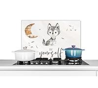 Credence Proverbes - Loup - Sois toi-même - Enfants - Garçons - Filles - Aquarelle Fond de hotte 60x40 cm Credence aluminium Plaque inox de cuisine