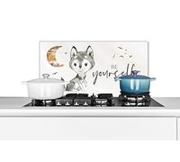 Credence Proverbes - Loup - Sois toi-même - Enfants - Garçons - Filles - Aquarelle Fond de hotte 70x30 cm Credence aluminium Plaque inox de cuisine