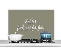 Credence Proverbes - Manger pour se nourrir, pas pour s'amuser - Citations - Alimentation Fond de hotte 100x65 cm Credence aluminium Plaque inox de cuisine