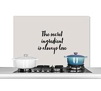 Credence Proverbes - Recettes - L'ingrédient secret est toujours l'amour - Citations - Amour Fond de hotte 100x65 cm Credence aluminium Plaque inox de cuisine