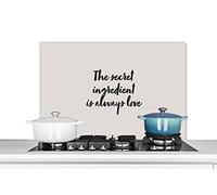 Credence Proverbes - Recettes - L'ingrédient secret est toujours l'amour - Citations - Amour Fond de hotte 80x55 cm Credence aluminium Plaque inox de cuisine
