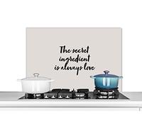 Credence Proverbes - Recettes - L'ingrédient secret est toujours l'amour - Citations - Amour Fond de hotte 80x55 cm Credence aluminium Plaque inox de cuisine