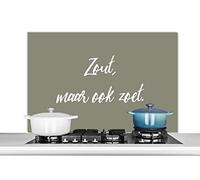 Credence Proverbes - Salé, mais aussi sucré - Citations - Herbes aromatiques Fond de hotte 100x65 cm Credence aluminium Plaque inox de cuisine