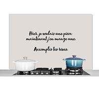 Credence Proverbes - Tiens, je voulais une pizza - Amateur de pizza - Citations Fond de hotte 120x80 cm Credence aluminium Plaque inox de cuisine