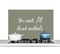 Credence Proverbes - Tu cuisines, je bois des cocktails - Citations - Cocktails Fond de hotte 100x65 cm Credence aluminium Plaque inox de cuisine