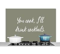 Credence Proverbes - Tu cuisines, je bois des cocktails - Citations - Cocktails Fond de hotte 120x80 cm Credence aluminium Plaque inox de cuisine