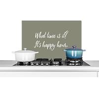 Credence Quelle heure est-il ? C'est l'happy hour - Proverbes - Citations Fond de hotte 70x50 cm Credence aluminium Plaque inox de cuisine