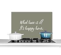 Credence Quelle heure est-il ? C'est l'happy hour - Proverbes - Citations Fond de hotte 80x55 cm Credence aluminium Plaque inox de cuisine