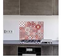 Crédence REDMONKEY en aluminium adhesive - 90 cm x 70 cm - Rouge - Face arrière autocollante - Fond de hotte