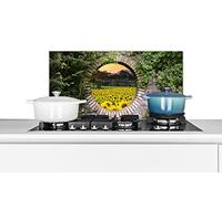 Credence Regarder à travers - Fleurs - Tournesol Fond de hotte 60x30 cm Credence aluminium Plaque inox de cuisine
