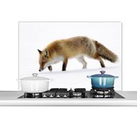 Credence Renard - Neige - Blanc Fond de hotte 100x65 cm Credence aluminium Plaque inox de cuisine