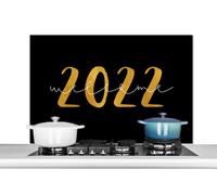 Credence Réveillon du Nouvel An - Bienvenue 2022 - Citations - Proverbes - Noël Fond de hotte 100x65 cm Credence aluminium Plaque inox de cuisine