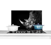 Credence Rhinocéros - Animal - Lumière Fond de hotte 70x50 cm Credence aluminium Plaque inox de cuisine