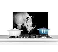 Credence Rhinocéros - Animal - Portrait Fond de hotte 70x50 cm Credence aluminium Plaque inox de cuisine