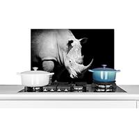 Credence Rhinocéros - Animal - Portrait Fond de hotte 70x50 cm Credence aluminium Plaque inox de cuisine