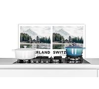 Credence Suisse - Lacs - Montagnes Fond de hotte 90x45 cm Credence aluminium Plaque inox de cuisine