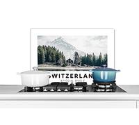 Credence Suisse - Montagne - Chalet - Vert Fond de hotte 70x50 cm Credence aluminium Plaque inox de cuisine