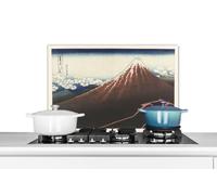 Credence Tempête de pluie au pied du Mont Fuji - Peinture de Katsushika Hokusai Fond de hotte 70x50 cm Credence aluminium Plaque inox de cuisine