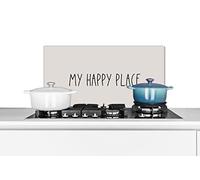 Credence Texte - Citations - My happy place - Bonheur Fond de hotte 60x30 cm Credence aluminium Plaque inox de cuisine