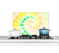 Credence Tie dye - Jaune - Vert Fond de hotte 60x40 cm Credence aluminium Plaque inox de cuisine