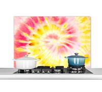 Credence Tie dye - Violet - Jaune Fond de hotte 100x65 cm Credence aluminium Plaque inox de cuisine