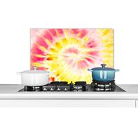 Credence Tie dye - Violet - Jaune Fond de hotte 70x50 cm Credence aluminium Plaque inox de cuisine