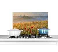 Credence Toscane - Roses - Collines Fond de hotte 70x50 cm Credence aluminium Plaque inox de cuisine