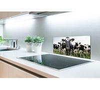 Credence Vaches - Herbe - Printemps - Animaux - Pré - Ferme Fond de hotte 70x30 cm Credence aluminium Plaque inox de cuisine