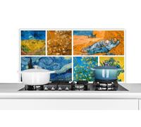 Credence Van Gogh - Collage - Nuit étoilée Fond de hotte 100x50 cm Credence aluminium Plaque inox de cuisine