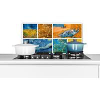 Credence Van Gogh - Collage - Nuit étoilée Fond de hotte 70x30 cm Credence aluminium Plaque inox de cuisine