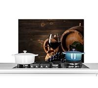 Credence Vin - Verre à vin - Raisins - Verre Fond de hotte 90x60 cm Credence aluminium Plaque inox de cuisine