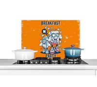 Credence Vintage - Lait - Cornflakes Fond de hotte 70x50 cm Credence aluminium Plaque inox de cuisine