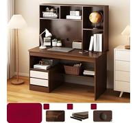 Credenza Bureau d'ordinateur contemporain marron de 88,9 cm - Table de rangement rectangulaire avec tiroirs et étagères pour bureau à domicile 132,1 x 40,6 cm (H x l) - Chaises non incluses