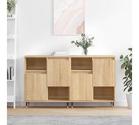 Credenza Lot de 2 buffets et consoles de rangement polyvalents pour salon, cuisine, bureau, salle de bain, balcon, design en contreplaqué chêne Sonoma