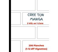 Crée Ton Manga: Crée Ta Propre Manga ou Bande Dessinée avec 206 different type de planchese vierges pour adultes, ados & enfants 100% Personnalisable de (1-12 VIGNETTES) - (A4)